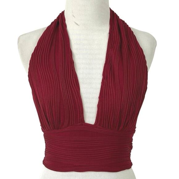 Shein Tops - Red Halter Crop Top Backless Ruched Y2K Party Women Small NWT
